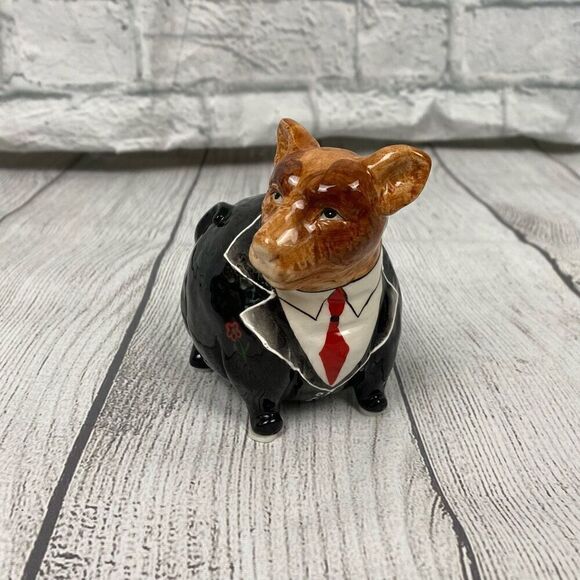 Dog in a suit coin bank w/removable bottom - Picture 1 of 6